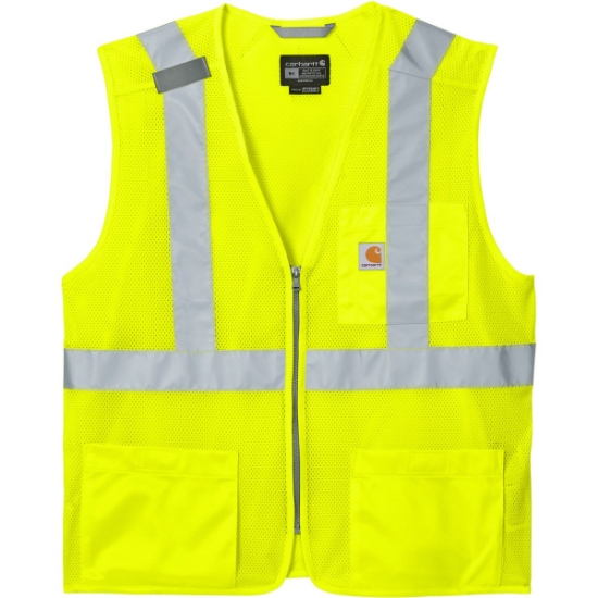 Custom Carhartt ANSI Class 2 Mesh Zip-Front Vest Brite Lime Yellow