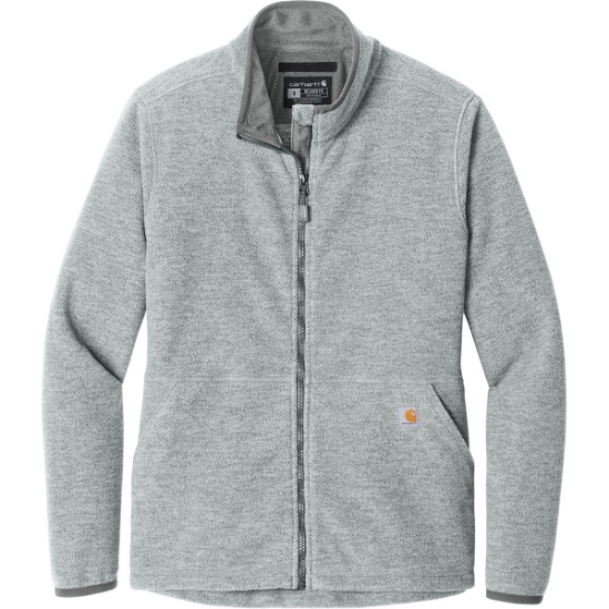 Custom Carhartt Womens Textured Full-Zip Fleece Jacket HthrGrey