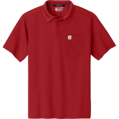Custom Carhartt Force Snag-Resistant Pocket Polo Crimson Red