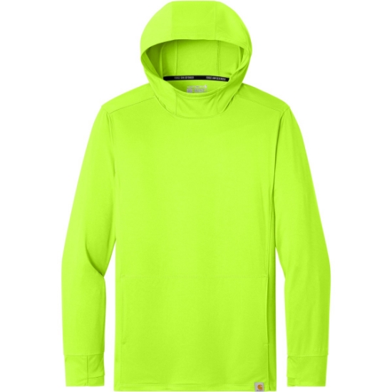 Custom Carhartt Force Sun Defender Long Sleeve Hooded T-Shirt Brite Lime Green