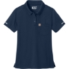 Custom Carhartt Womens FLD & RSCU Polo Dark Navy Blue