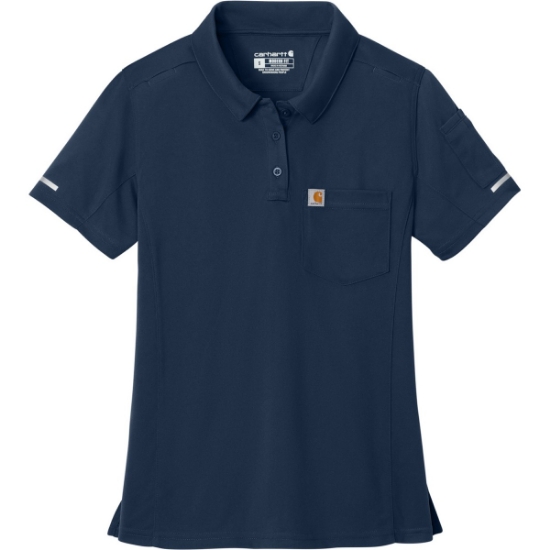 Custom Carhartt Womens FLD & RSCU Polo Dark Navy Blue