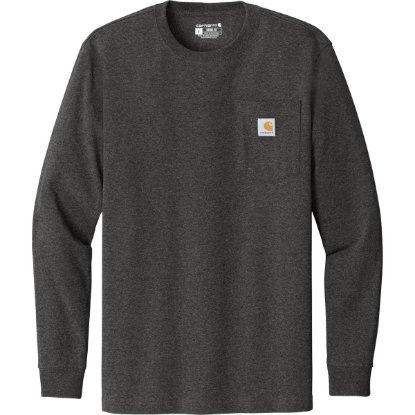 Custom Carhartt Workwear Pocket Long Sleeve T-Shirt. Carbon Heather Gray