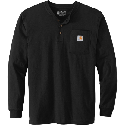Custom Carhartt Long Sleeve Henley T-Shirt Black