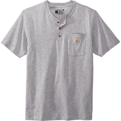 Custom Carhartt Short Sleeve Henley T-Shirt Heather Grey