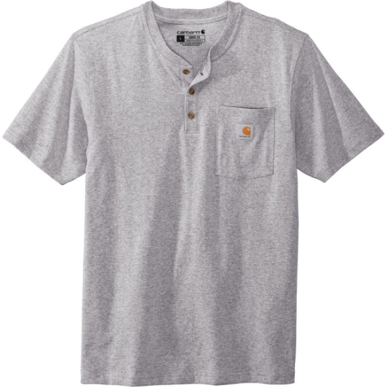 Custom Carhartt Short Sleeve Henley T-Shirt Heather Grey