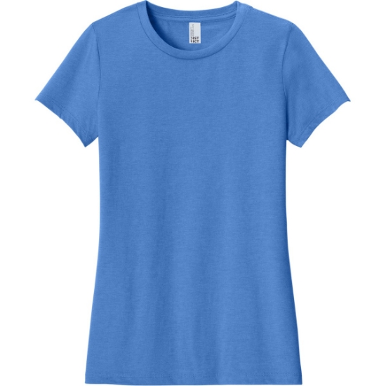 Custom District Womens Perfect Blend CVC Tee. Heathered Royal Blue