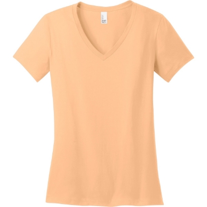 Custom District - Womens Perfect Weight V-Neck Tee. Apricot Orange