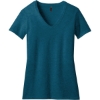 Custom District Womens Perfect Blend CVC V-Neck Tee. Deep Turquoise Blue Fleck
