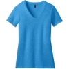 Custom District Womens Perfect Blend CVC V-Neck Tee. Heathered Bright Turquoise Blue