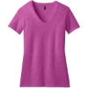 Custom District Womens Perfect Blend CVC V-Neck Tee. Heathered Pink Raspberry
