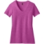 Custom District Womens Perfect Blend CVC V-Neck Tee. Heathered Pink Raspberry