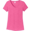 Custom District Womens Perfect Tri V-Neck Tee. Fuchsia Pink Frost