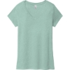 Custom District Womens Perfect Tri V-Neck Tee. Heathered Dusty Sage Green