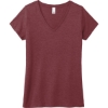 Custom District Womens Perfect Tri V-Neck Tee. Maroon Frost Red