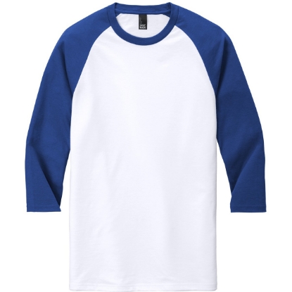 Custom District Perfect Tri 3/4-Sleeve Raglan. Deep Royal Blue/White