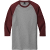 Custom District Perfect Tri 3/4-Sleeve Raglan. Maroon Red Frost/Gray Frost
