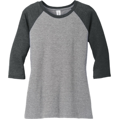 Custom District Womens Perfect Tri 3/4-Sleeve Raglan. Black Frost/Gray Frost
