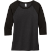 Custom District Womens Perfect Tri 3/4-Sleeve Raglan. Black/Black Frost