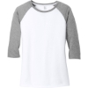 Custom District Womens Perfect Tri 3/4-Sleeve Raglan. Grey Fr/White
