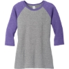 Custom District Womens Perfect Tri 3/4-Sleeve Raglan. Purple Frost/Gray Frost
