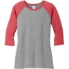 Custom District Womens Perfect Tri 3/4-Sleeve Raglan. Red Fr/Grey Fr