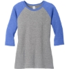 Custom District Womens Perfect Tri 3/4-Sleeve Raglan. Royal Blue Frost/Gray Frost