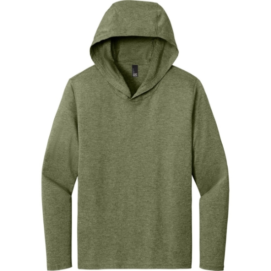 Custom District Perfect Tri Long Sleeve Hoodie. Military Green Frost