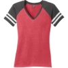 Custom District Womens Game V-Neck Tee. Hth Red/Hth Ch