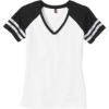 Custom District Womens Game V-Neck Tee. White/Black