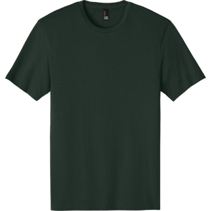 Custom District Perfect Weight Tee. Rainforest Green Blank Front Lifestyle View