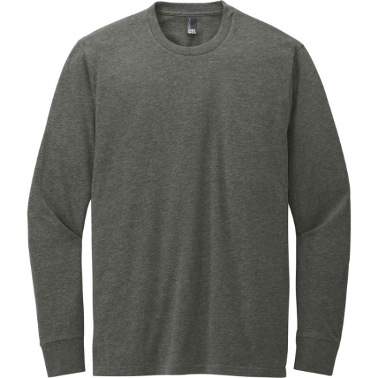Custom District Perfect Blend CVC Long Sleeve Tee Heathered Charcoal Gray