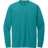 Custom District Perfect Blend CVC Long Sleeve Tee Heathered Teal Blue