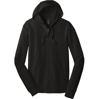 Custom District Jersey Full-Zip Hoodie. Black