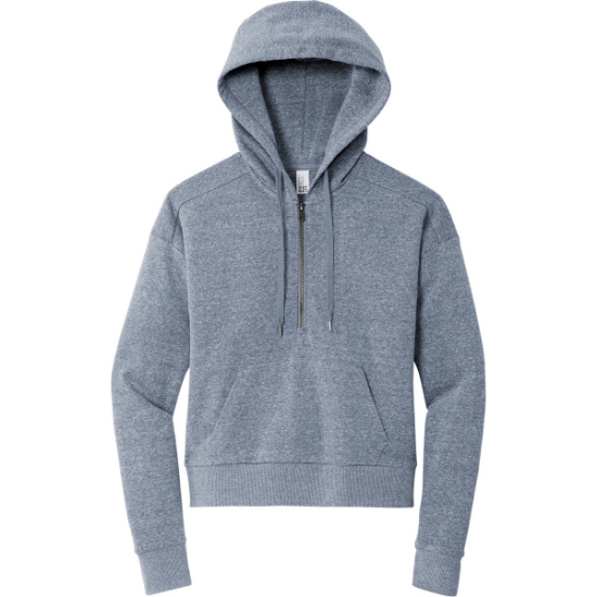 Custom District Womens Perfect Tri Fleece 1/2-Zip Pullover Navy Blue Frost
