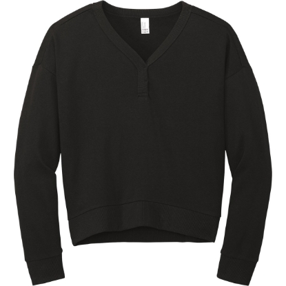 Custom District Womens Perfect Tri Fleece V-Neck Sweatshirt Black