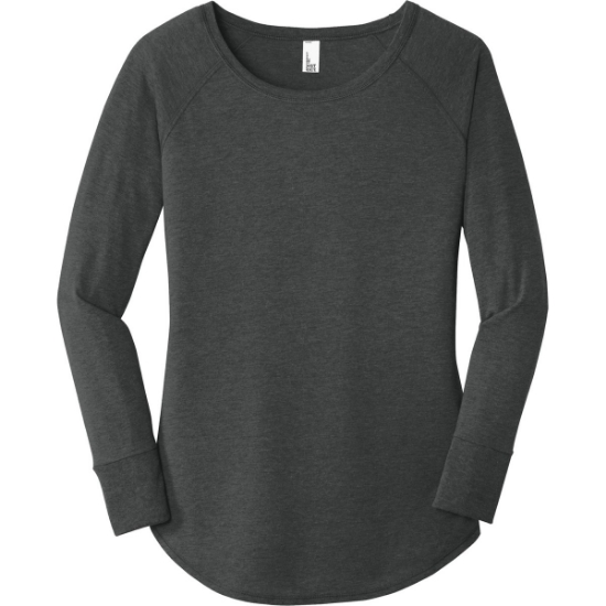 Custom District Womens Perfect Tri Long Sleeve Tunic Tee. Black Frost