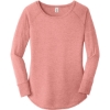 Custom District Womens Perfect Tri Long Sleeve Tunic Tee. Blush Pink Frost
