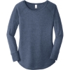 Custom District Womens Perfect Tri Long Sleeve Tunic Tee. Navy Blue Frost