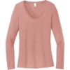 Custom District Womens Perfect Tri Long Sleeve V-Neck Tee BlustFrost