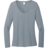 Custom District Womens Perfect Tri Long Sleeve V-Neck Tee Flint Blue Heather