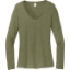 Custom District Womens Perfect Tri Long Sleeve V-Neck Tee Military Green Frost
