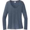 Custom District Womens Perfect Tri Long Sleeve V-Neck Tee Navy Blue Frost