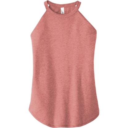 Custom District Womens Perfect Tri Rocker Tank. Blush Frost Red