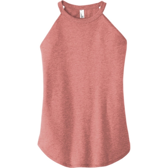 Custom District Womens Perfect Tri Rocker Tank. Blush Frost Red