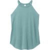 Custom District Womens Perfect Tri Rocker Tank. Heathered Eucalyptus Blue