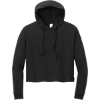 Custom District Womens Perfect Tri Midi Long Sleeve Hoodie Black