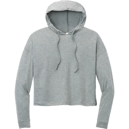 Custom District Womens Perfect Tri Midi Long Sleeve Hoodie GreyFrost