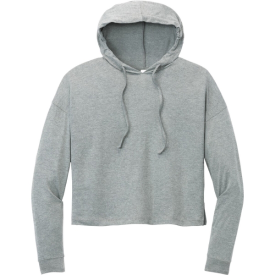 Custom District Womens Perfect Tri Midi Long Sleeve Hoodie GreyFrost