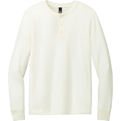 Custom District Perfect Tri Long Sleeve Henley Natural White